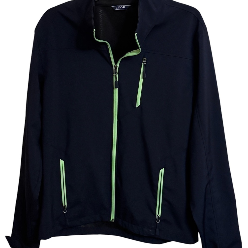 Izod Men's Full Zip Jacket Medium Neon Green - Picture 3 of 5